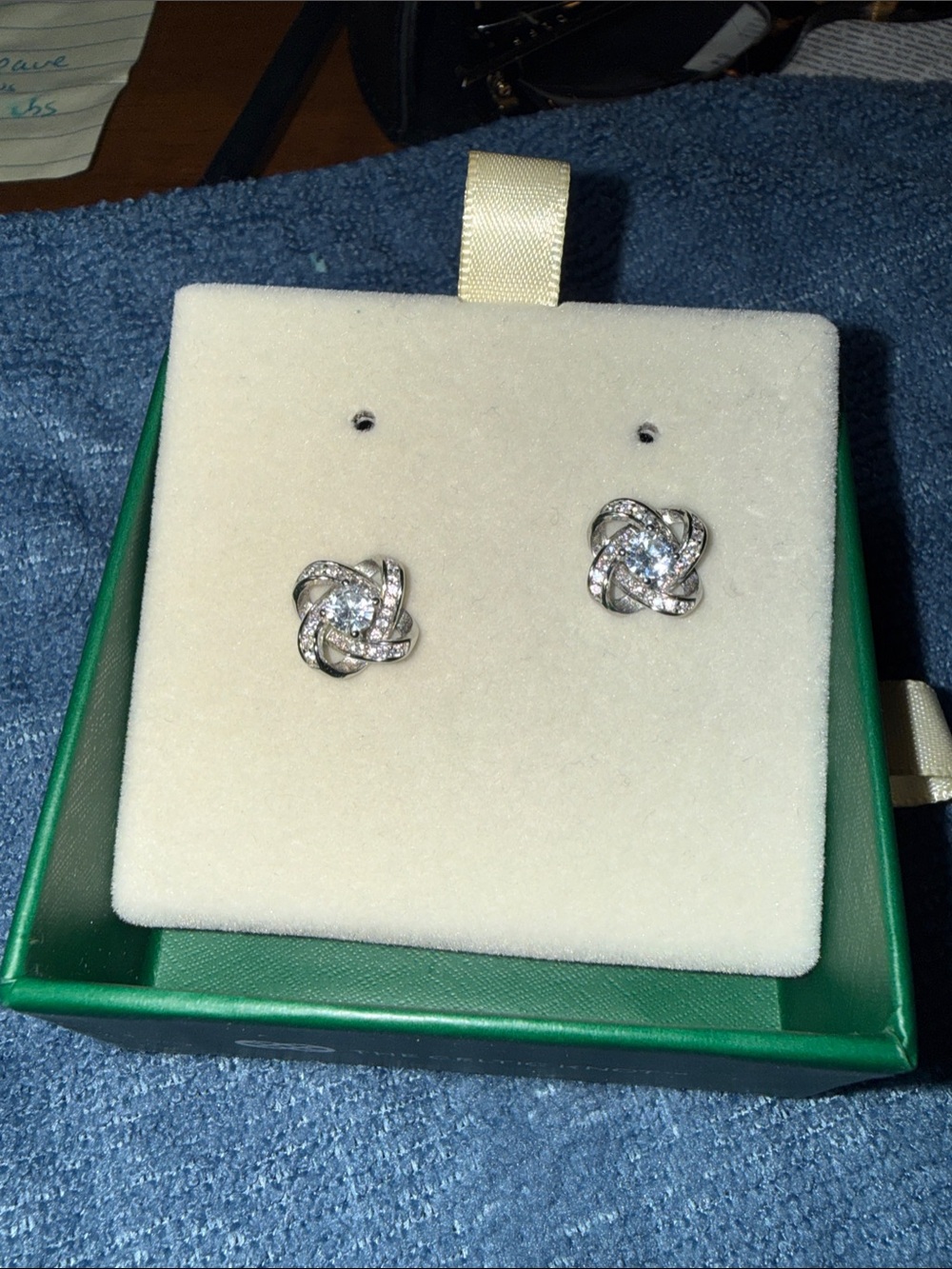 Crystal Knot Silver-Plate Stud Earrings - Unbranded
